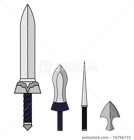 Cartoon Set of Different Swords isolated on white 58766735