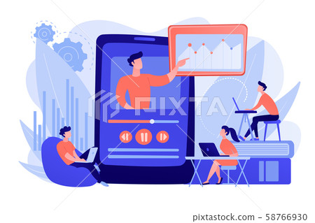 Online teaching concept vector illustration. Online teaching concept vector illustration. 58766930
