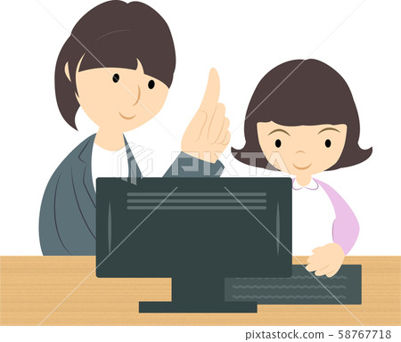 A girl (female lecturer) learning in a programming class 58767718