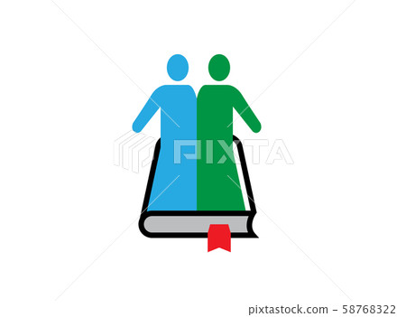 Union kids or students open hands inside a book for logo design on white background Union kids or students open hands inside a book for logo design on white background 58768322