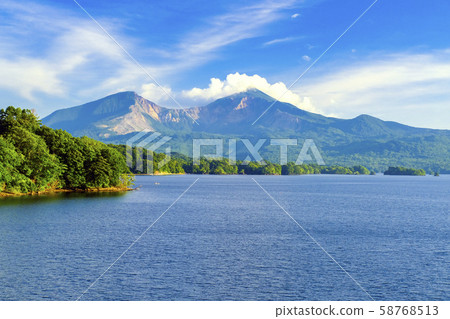 Morning Lake Ebara and Mount Bandai 58768513