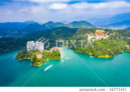 Taiwan Nantou Sun Moon Lake aerial shot Asia Taiwan Nantou Sun Moon Lake 58771451