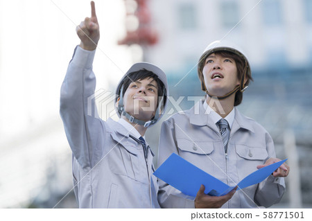 Helmet businessman business scene Helmet businessman business scene 58771501