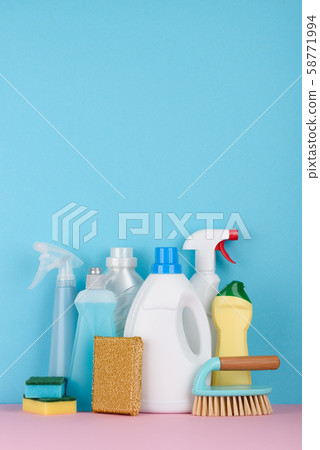Cleaning items. Clean service products assortment. Cleaning items. Clean service products assortment. 58771994