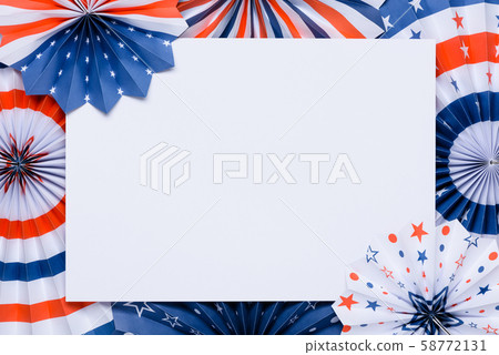 4th of July banner template. Paper fans stars USA Independence Day flag colors. 4th of July banner template. Paper fans stars USA Independence Day flag colors. 58772131