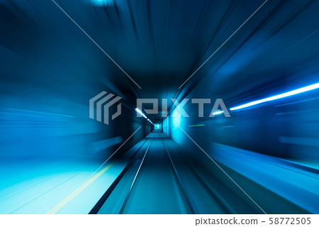 Subway tunnel motion speed rail blue blurred lights Subway tunnel motion speed rail blue blurred lights 58772505