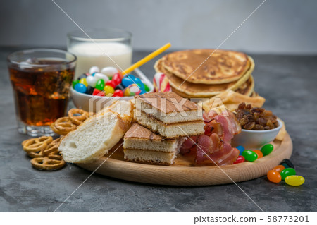 Selection of food that can cause diabetes 58773201