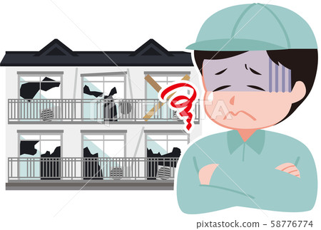 Worker in old apartment and work clothes 58776774