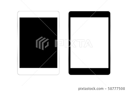Black and white tablet computers mockups with blank screens isolated on white background with clipping path Black and white tablet computers mockups with blank screens isolated on white background with clipping path 58777508