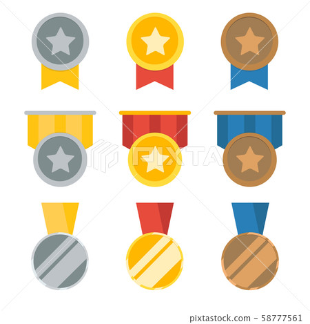 Set of Medal - gold, silve...ed on white background. 58777561