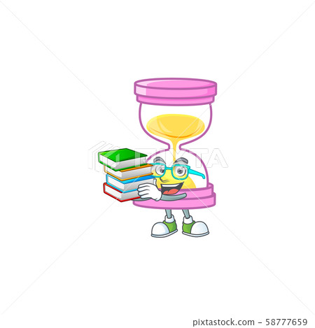 Student with book sandglass isolated with on white background. 58777659