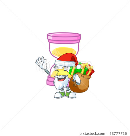 Santa with gift sandglass isolated with on white background. 58777716