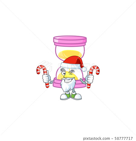 Santa with candy sandglass isolated with on white background. 58777717