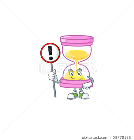With sign cartoon sandglass with character mascot shape. 58778188