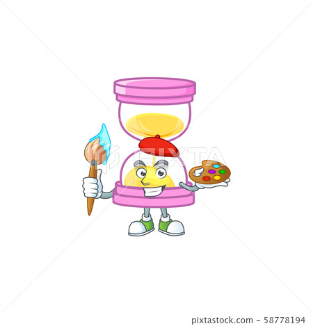 Painter cartoon sandglass with character mascot shape. 58778194