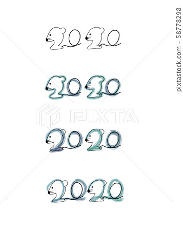 新年賀卡2020年徽標鼠標(藍色) 新年賀卡2020年徽標鼠標(藍色) 58778298