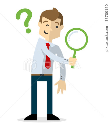 Vector of a businessman with a magnifying glass 58780120