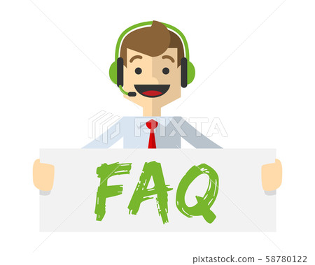 Vector of a customer service with FAQ board Vector of a customer service with FAQ board 58780122
