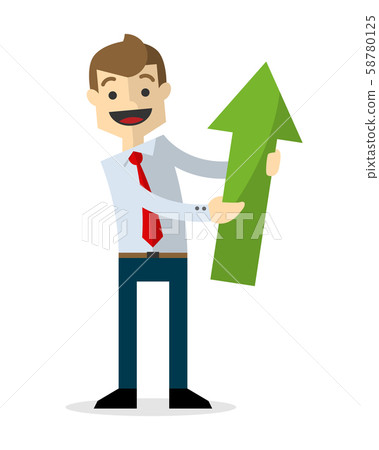 Vector of a businessman with a green arrow up 58780125