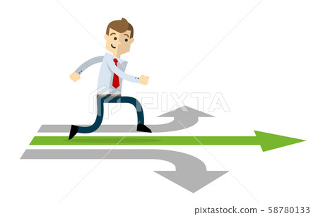 Vector of a businessman in a right path of his Vector of a businessman in a right path of his 58780133