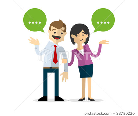 Vector of a businessman and businesswoman chatting 58780220
