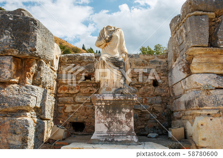 Old statues of the destroyed city of Ephesus in Old statues of the destroyed city of Ephesus in 58780600