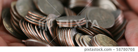 Hand businessman putting pin money Hand businessman putting pin money 58780708