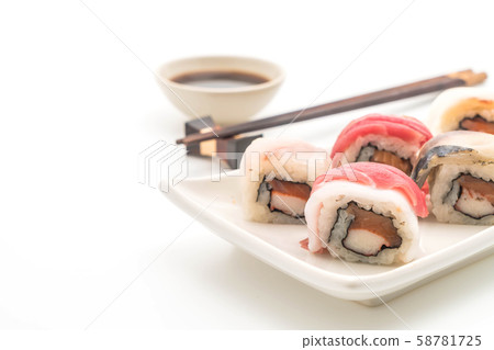 mixed sushi roll - japanese food style 58781725