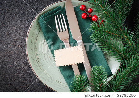 Festive table setting for Christmas or New Year 58783290