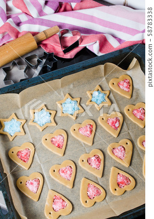 The process of making cookies and Christmas gingerbread at home. The process of making cookies and Christmas gingerbread at home. 58783338