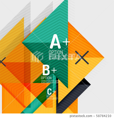 Infographics with a b c steps, option workflow layout diagram, triangle geometric shapes. Vector art Infographics with a b c steps, option workflow layout diagram, triangle geometric shapes. Vector art 58784210