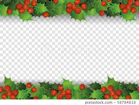 Christmas frame - holly tree berries and leaves... - Stock Illustration ...