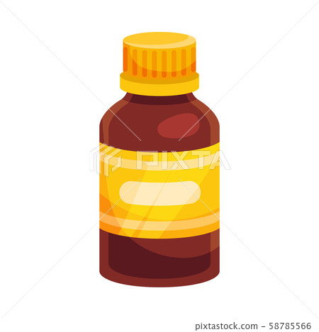 Brown glass bottle with a yellow cap. Vector illustration on a white background. Brown glass bottle with a yellow cap. Vector illustration on a white background. 58785566