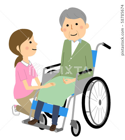 Elderly nursing staff on wheelchair - Stock Illustration [58785674] - PIXTA