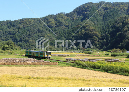 穗谷線“ 9月底的田園風光和火車” 58786107
