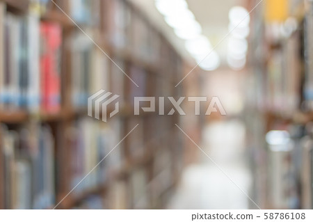Blur school library or study room with book shelves for education background 58786108