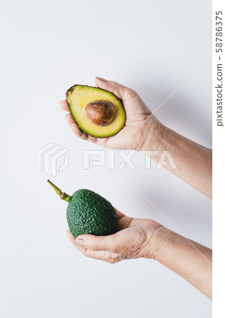 Avocado,Avocado in a wooden basket,breakfast Avocado,Avocado in a wooden basket,breakfast 58786375