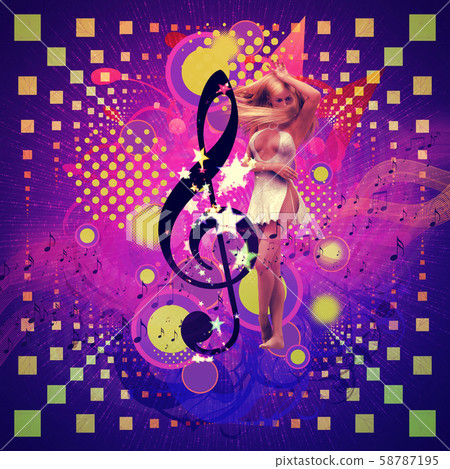 Musical background with dancing girl 58787195