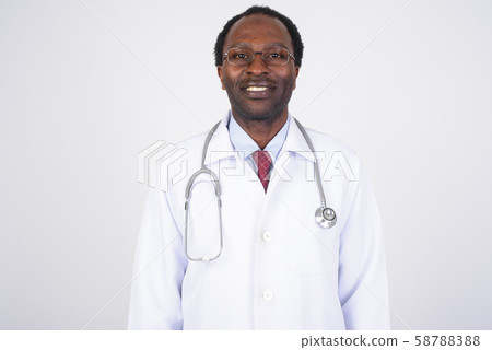 Portrait of happy African man doctor with eyeglasses smiling 58788388