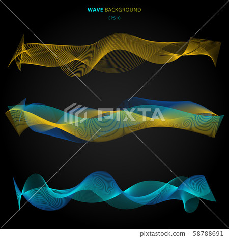 Abstract blue and yellow smooth waves lines 58788691
