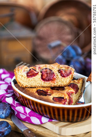 Fresh homemade dimply plum cake  58788701