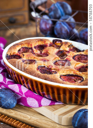 Fresh homemade dimply plum cake Fresh homemade dimply plum cake 58788703