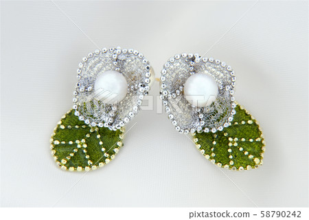 Floral Chiffon Earrings With Akoya Pearls And Gold Floral Chiffon Earrings With Akoya Pearls And Gold 58790242