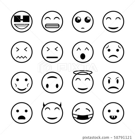 Set of outline emoticons, emoji 58791121