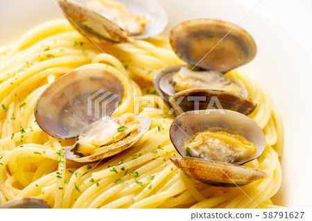 Clam Spaghetti Vongole Bianco Stock Photo 58791627 Pixta
