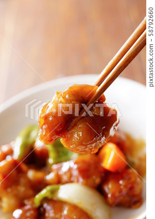 sweet and sour pork	 58792660