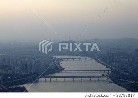 N Seoul Tower, Cheongdam Bridge, Yeongdong Bridge, Seongsu Bridge, Han River Citizens Park, Namsan, Jung-gu, Gwangjin-gu, Jamsil, Songpa-gu, Han River, Seoul 58792817