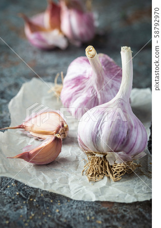 Organic garlic bulbs Organic garlic bulbs 58792970