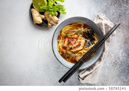 japanese soup with fried eel 58793143