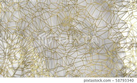 3d render, golden modern wall made by golden wire, random clusters triangle digital illustration 58793340